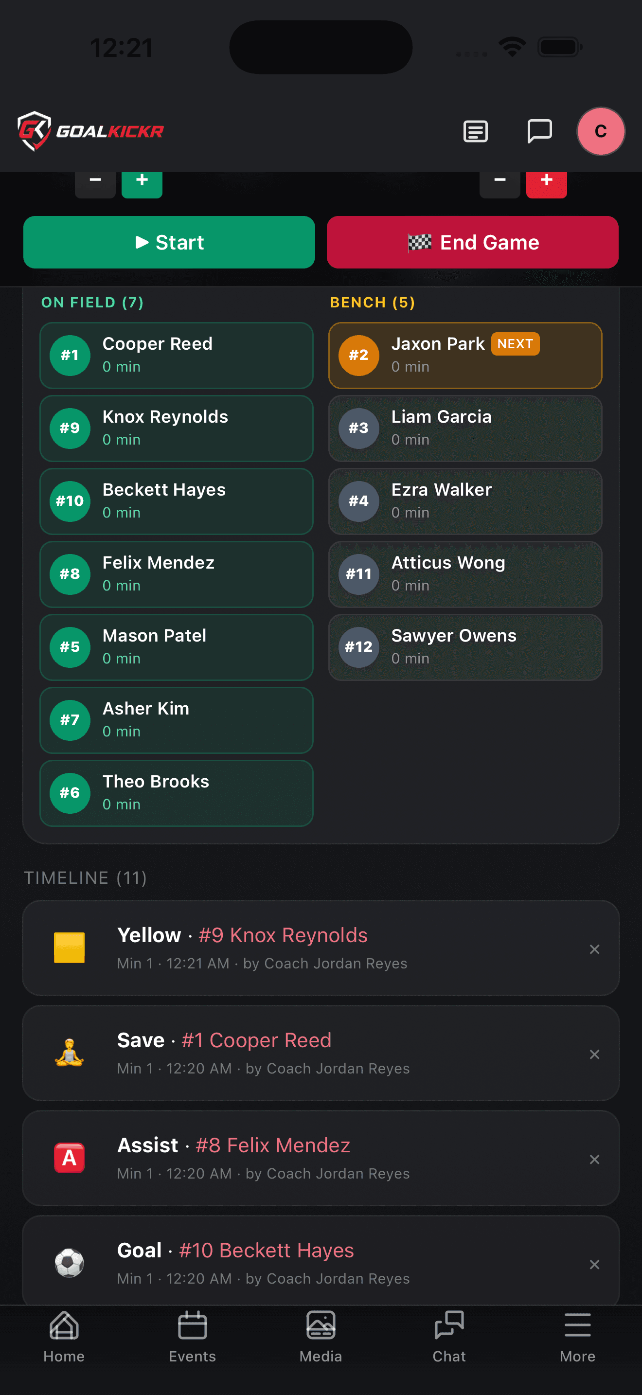 Live timeline