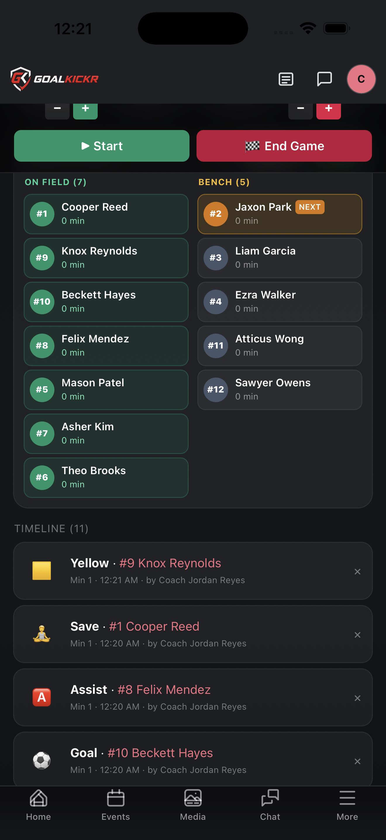 Live timeline